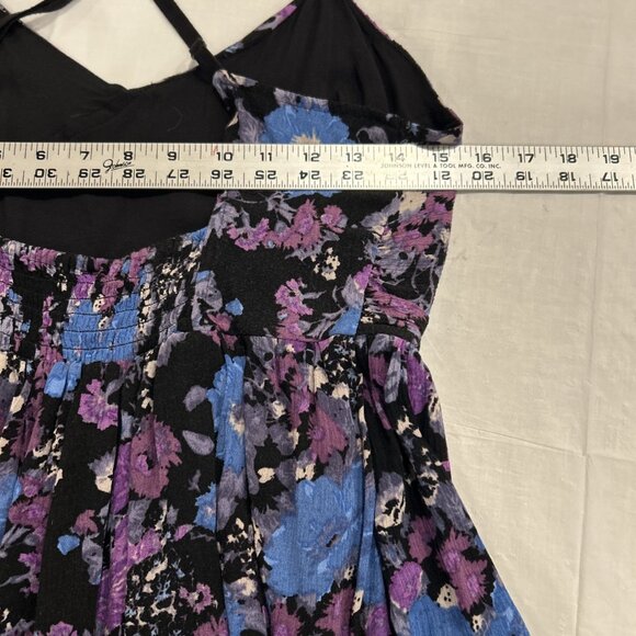 Free People Womens Top M Purple Boho Some Like‎ It Hot Floral Cut Out Strappy - Picture 6 of 14